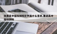优质高中指标到校比例是什么意思,重点高中指标到校