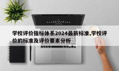 学校评价指标体系2024最新标准,学校评价的标准及评价要素分析